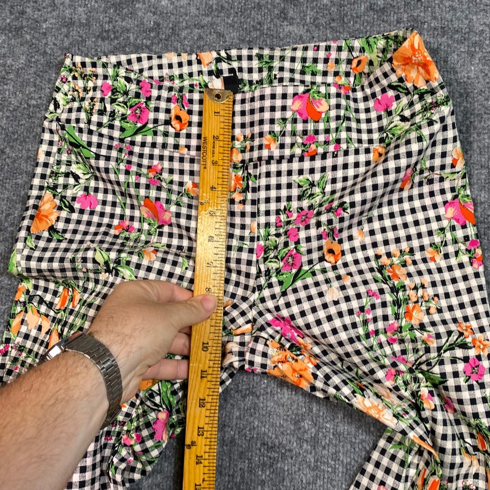 Jules & Leopold Womens Gingham Floral Cropped Pants Black White Picnic Size M - Picture 4 of 8